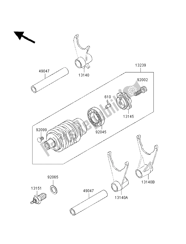 Toutes les pièces pour le Tambour De Changement De Vitesse Et Fourchette De Changement De Vitesse du Kawasaki ZXR 400 1998