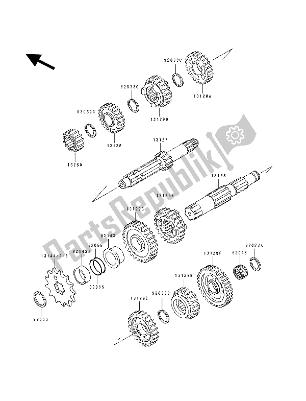 Todas las partes para Transmisión de Kawasaki KDX 250 1991