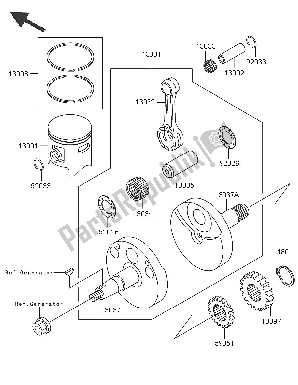 All parts for the Crankshaft & Piston of the Kawasaki KX 85 SW LW 2005