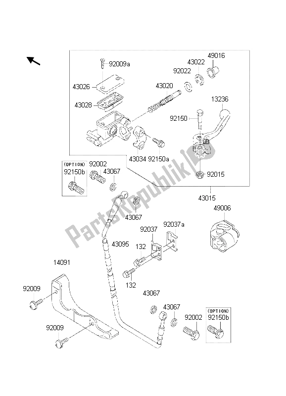 Wszystkie części do Przedni Cylinder G?ówny Kawasaki KX 125 2002