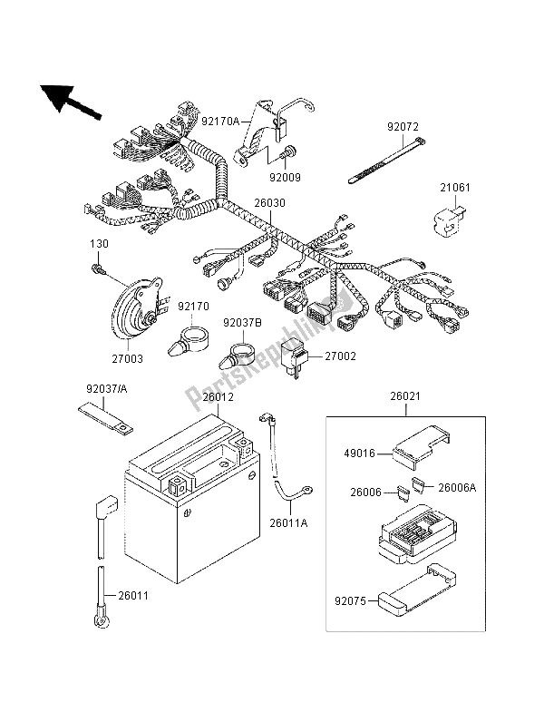 Toutes les pièces pour le Châssis équipement électrique du Kawasaki VN 800 1996