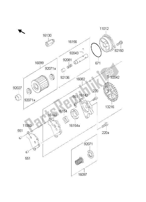 Tutte le parti per il Pompa Dell'olio del Kawasaki KLR 650 2002