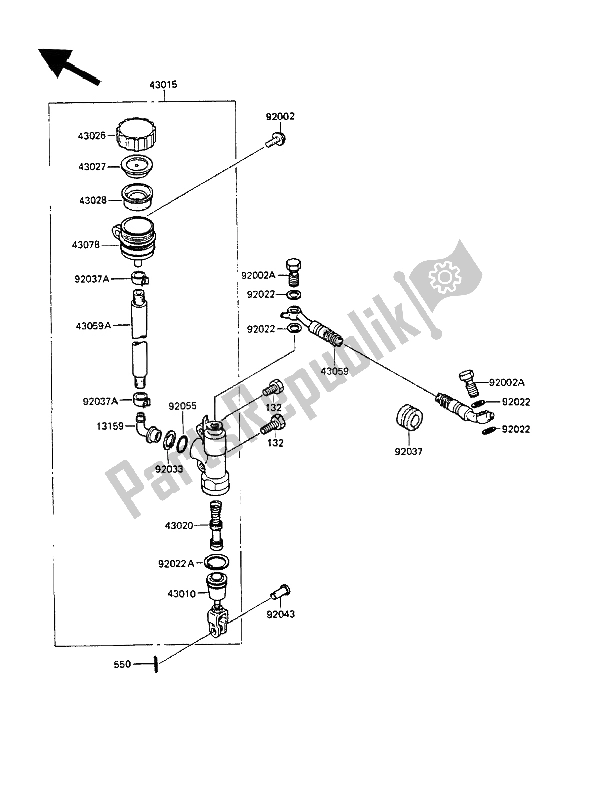 Todas las partes para Cilindro Maestro Trasero de Kawasaki KMX 125 1988