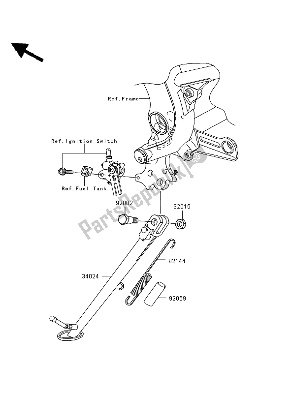 Alle onderdelen voor de Staan van de Kawasaki ER 6F 650 2006