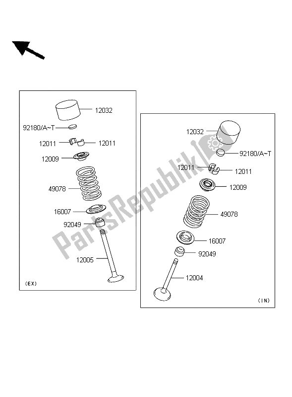 All parts for the Valve of the Kawasaki Z 750 2004