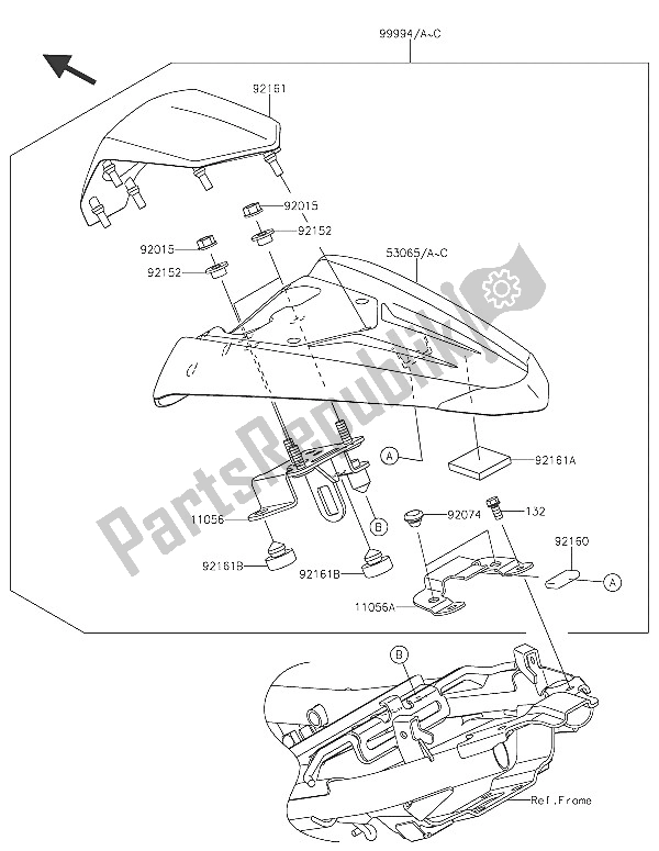 All parts for the Accessory (single Seat Cover) of the Kawasaki Z 250 SL 2016