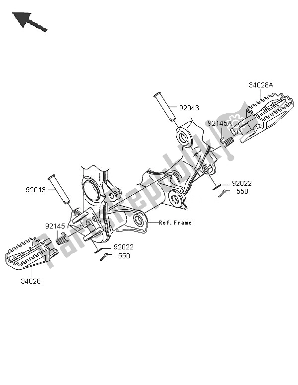 Toutes les pièces pour le Repose-pieds du Kawasaki KX 250F 2005