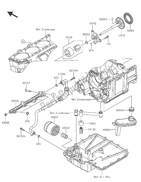 All parts for the Oil Pump of the Kawasaki ZZR 1400 ABS 2016