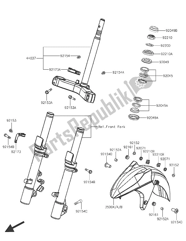 All parts for the Front Fender(s) of the Kawasaki J 300 2016