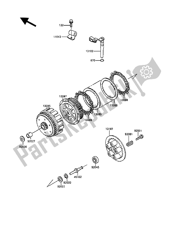 Tutte le parti per il Frizione del Kawasaki KLR 250 1992