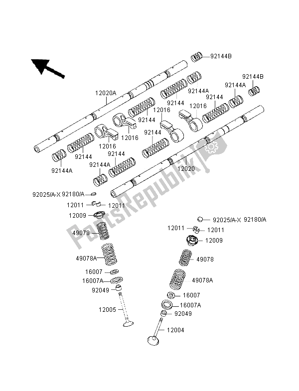 All parts for the Valve of the Kawasaki GPZ 1100 1998