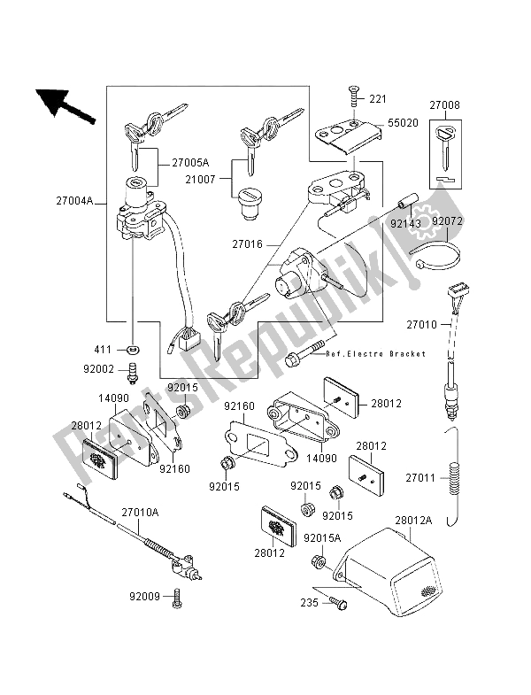 All parts for the Ignition Switch of the Kawasaki ZXR 750 1995