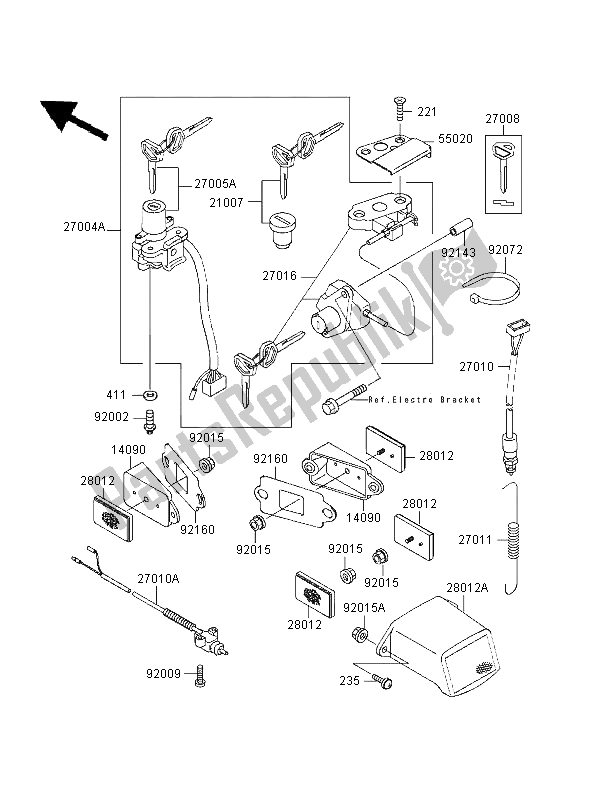 All parts for the Ignition Switch of the Kawasaki ZXR 750 1995