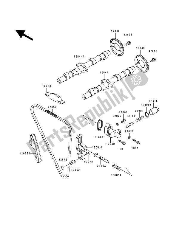 Tutte le parti per il Albero A Camme E Tenditore del Kawasaki Zephyr 750 1994