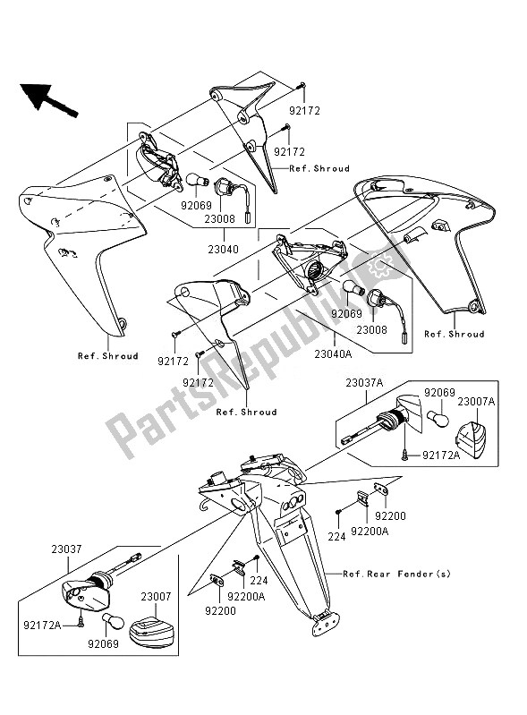 All parts for the Turn Signals of the Kawasaki ER 6N ABS 650 2007