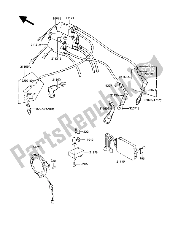 Tutte le parti per il Sistema Di Accensione del Kawasaki Z 1300 1987