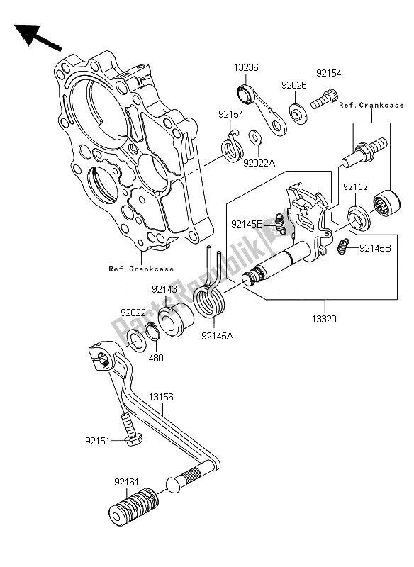 Alle onderdelen voor de Schakelmechanisme van de Kawasaki ER 6F ABS 650 2011
