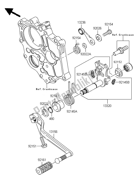 All parts for the Gear Change Mechanism of the Kawasaki ER 6F ABS 650 2011