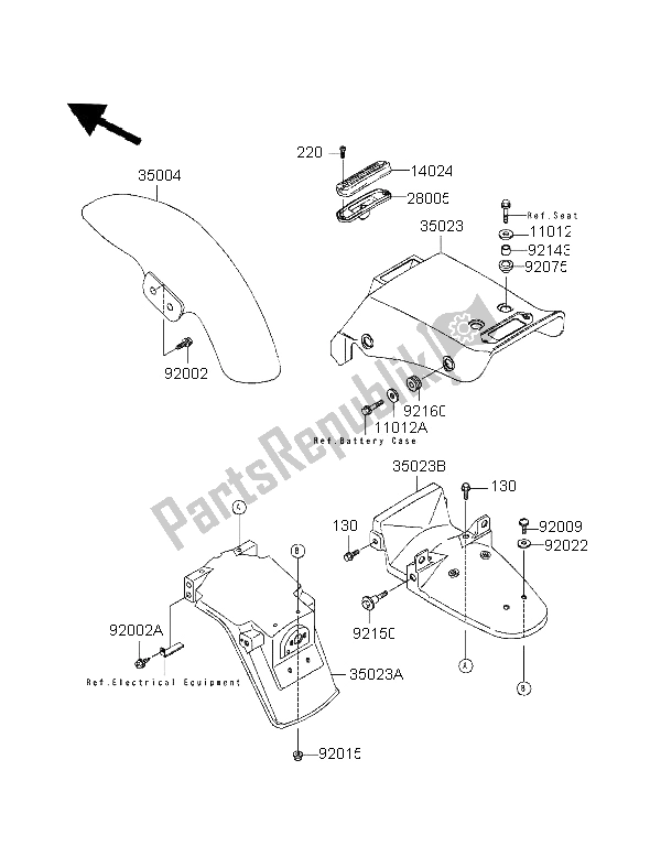 Tutte le parti per il Parabordi del Kawasaki EL 250 1996