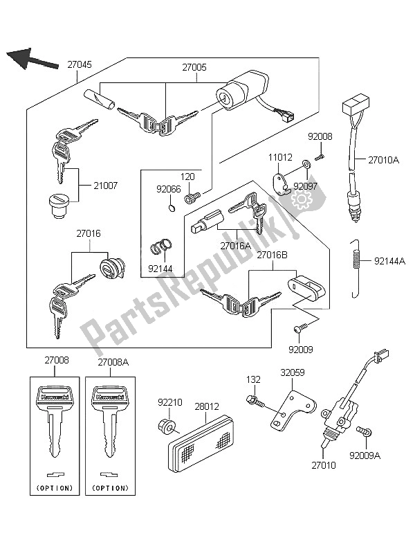 All parts for the Ignition Switch of the Kawasaki Eliminator 125 2005