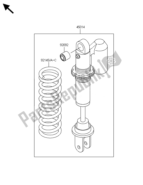 All parts for the Shock Absorber(s) of the Kawasaki KX 65 2014