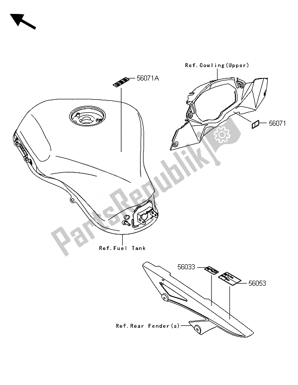 Tutte le parti per il Etichette del Kawasaki ZX 1000 SX ABS 2014