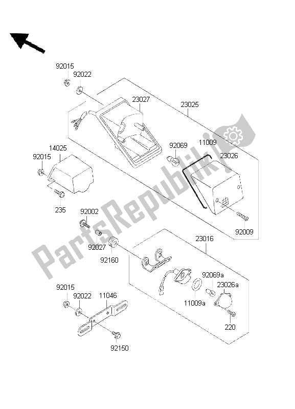 Tutte le parti per il Fanale Posteriore del Kawasaki KLE 500 2001