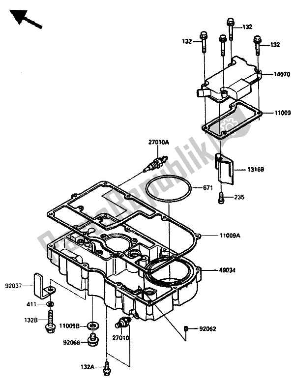 All parts for the Breather Body & Oil Pan of the Kawasaki GPZ 750R 1985