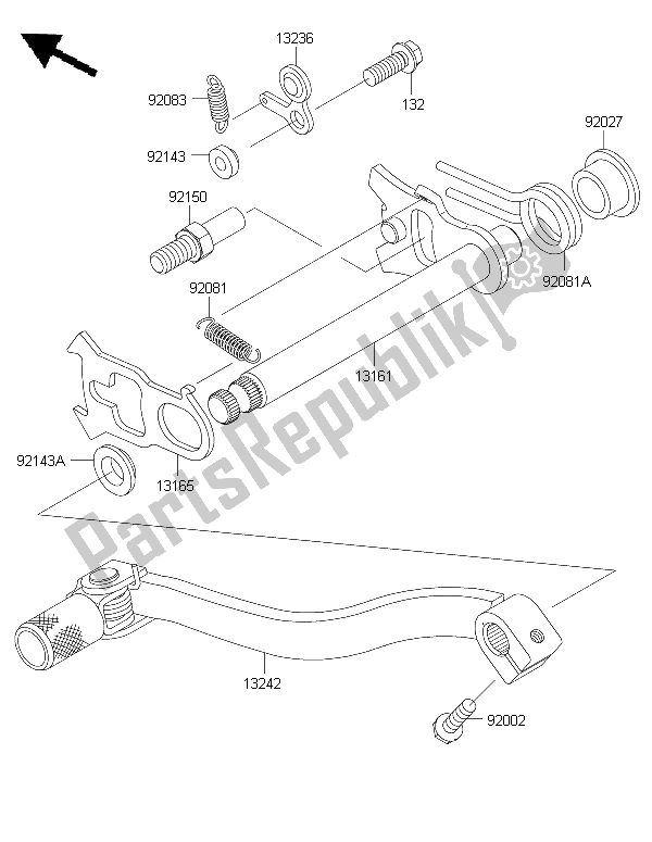 Alle onderdelen voor de Schakelmechanisme van de Kawasaki KX 85 LW 2015