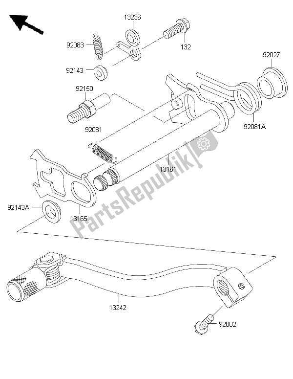 All parts for the Gear Change Mechanism of the Kawasaki KX 85 LW 2015