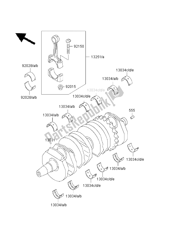 All parts for the Crankshaft of the Kawasaki ZZR 600 2003