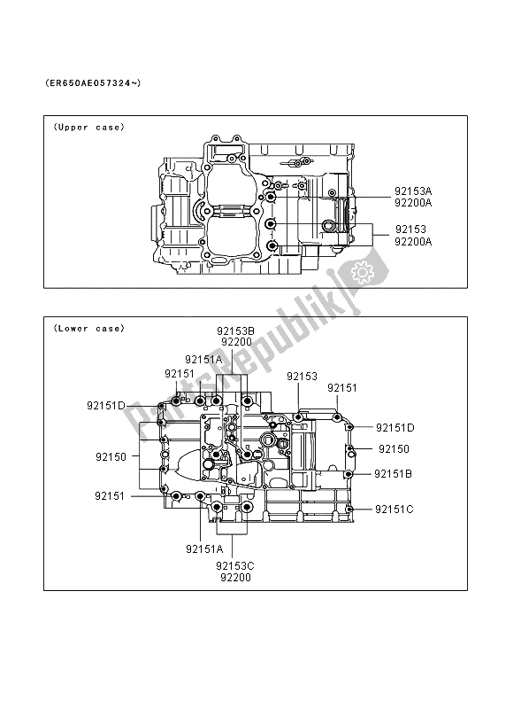 All parts for the Crankcase Bolt Pattern of the Kawasaki Versys ABS 650 2009