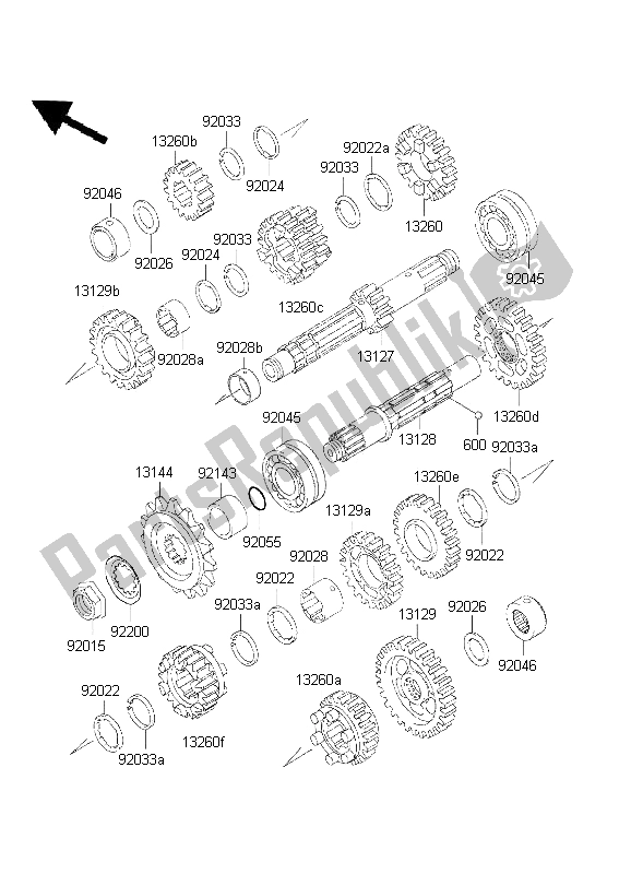 Tutte le parti per il Trasmissione del Kawasaki EN 500 2001