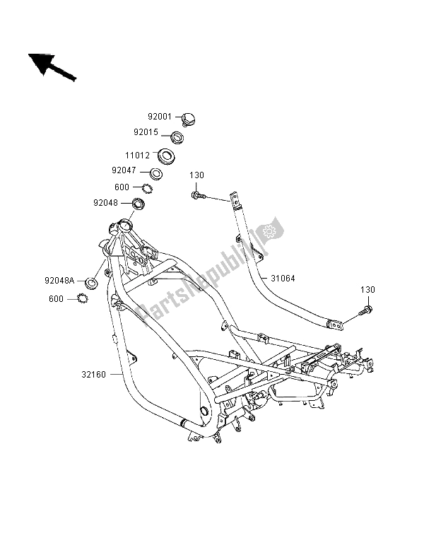 Alle onderdelen voor de Kader van de Kawasaki ER 5 500 1997