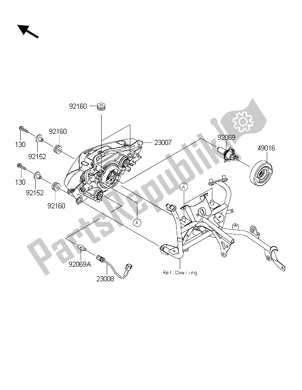 All parts for the Headlight(s) of the Kawasaki Ninja 250 SL 2015