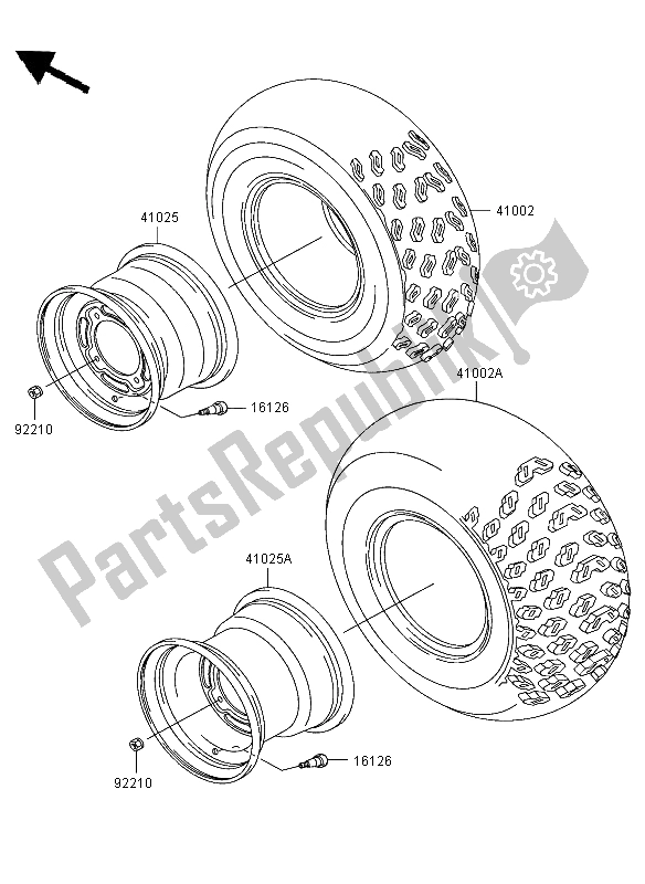 All parts for the Tires of the Kawasaki KLF 300 2003