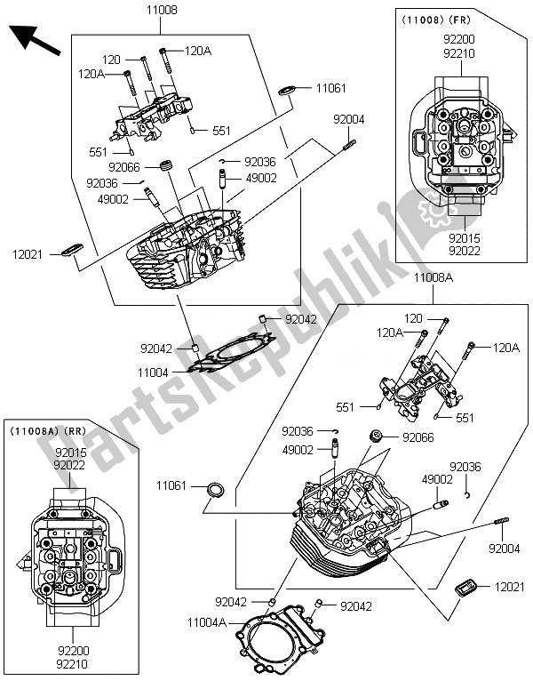 Tutte le parti per il Testata del Kawasaki VN 1700 Voyager ABS 2014