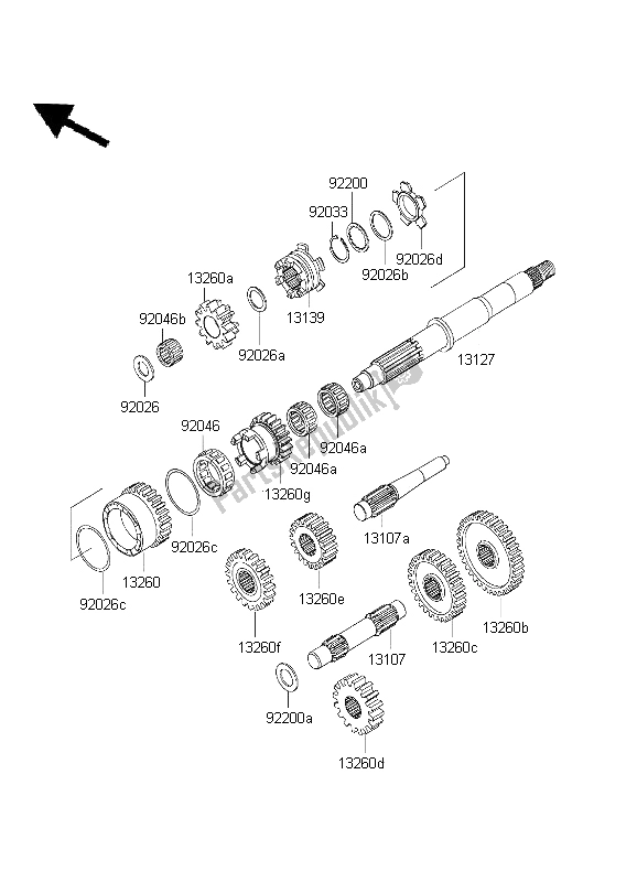 All parts for the Transmission of the Kawasaki KVF 650 Prairie 2002