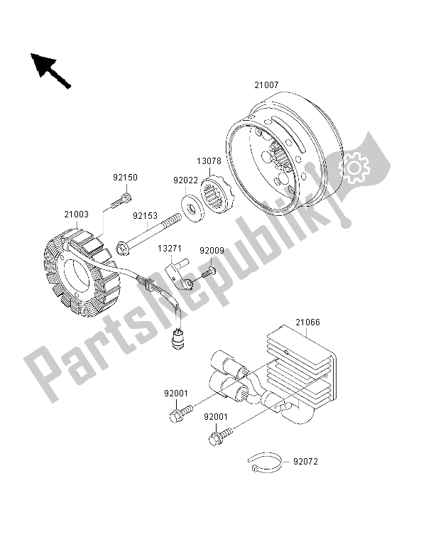 All parts for the Generator of the Kawasaki VN 1500 Drifter 1999
