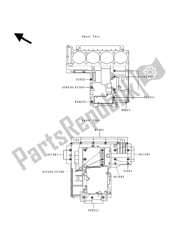 All parts for the Crankcase Bolt Pattern of the Kawasaki ZZ R 1100 1993