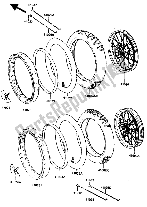 All parts for the Tire of the Kawasaki KX 125 1987