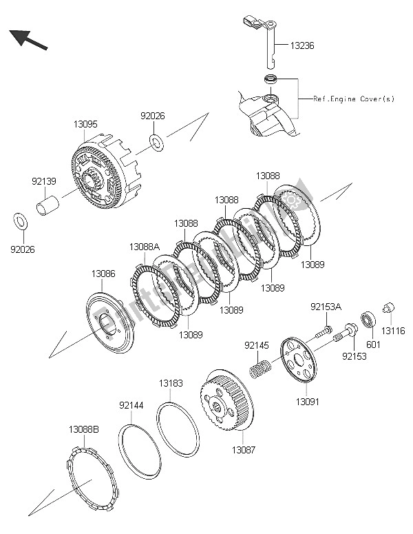 All parts for the Clutch of the Kawasaki KLX 125 2016