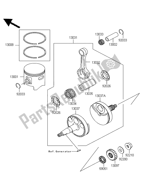 All parts for the Crankshaft & Piston(s) of the Kawasaki KX 85 SW LW 2012