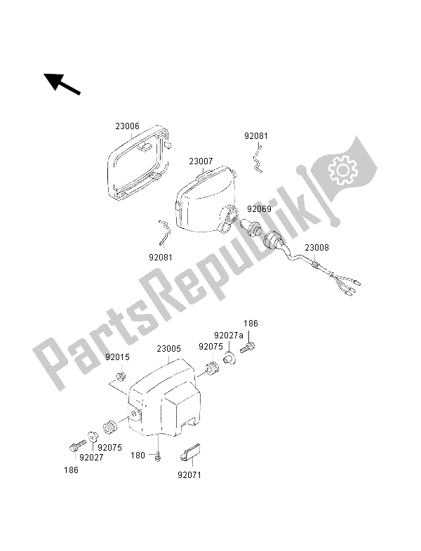 All parts for the Headlight of the Kawasaki KVF 300 2002