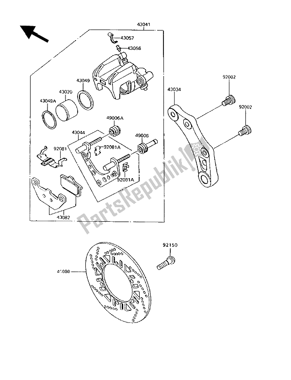 All parts for the Rear Brake of the Kawasaki 1000 GTR 1994