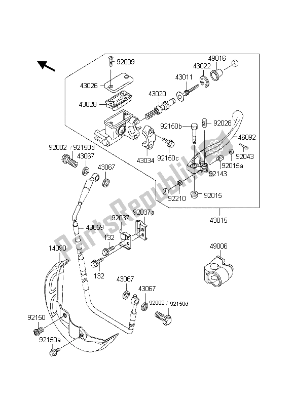 Toutes les pièces pour le Maître-cylindre Avant du Kawasaki KX 250 1998