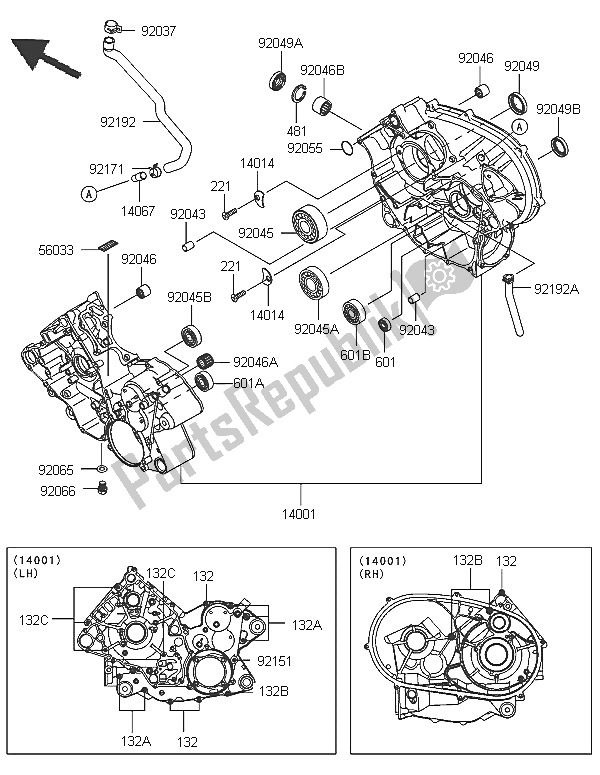 All parts for the Crankcase of the Kawasaki KVF 750 4X4 2005