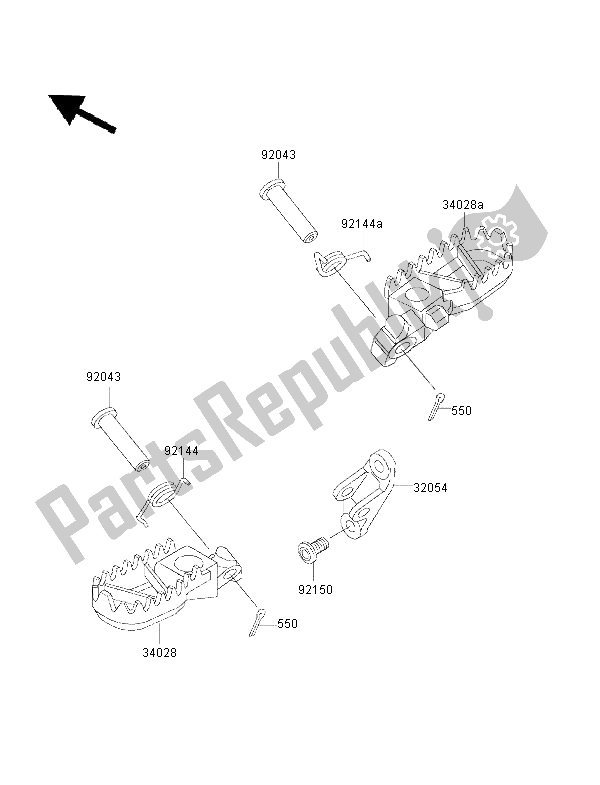 Todas as partes de Apoios Para Os Pés do Kawasaki KX 500 2001