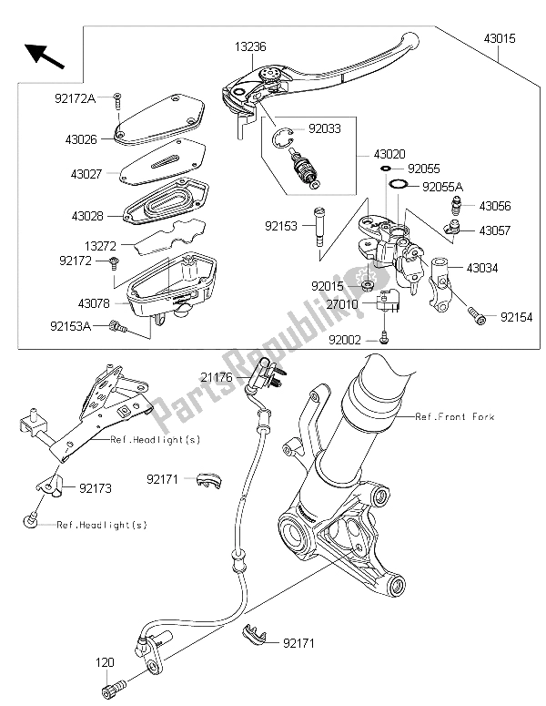 Todas las partes para Cilindro Maestro Delantero de Kawasaki Z 1000 ABS 2015