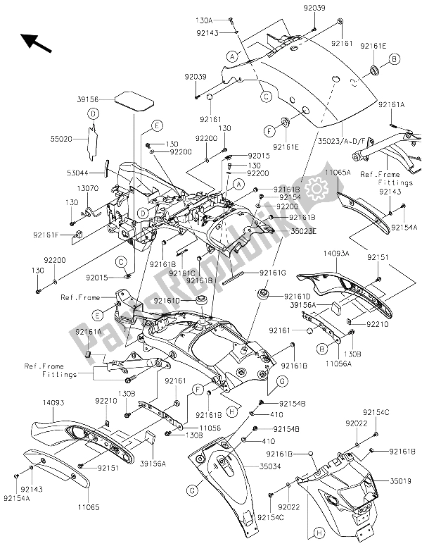 Toutes les pièces pour le Garde-boue Arrière du Kawasaki Vulcan S ABS 650 2015